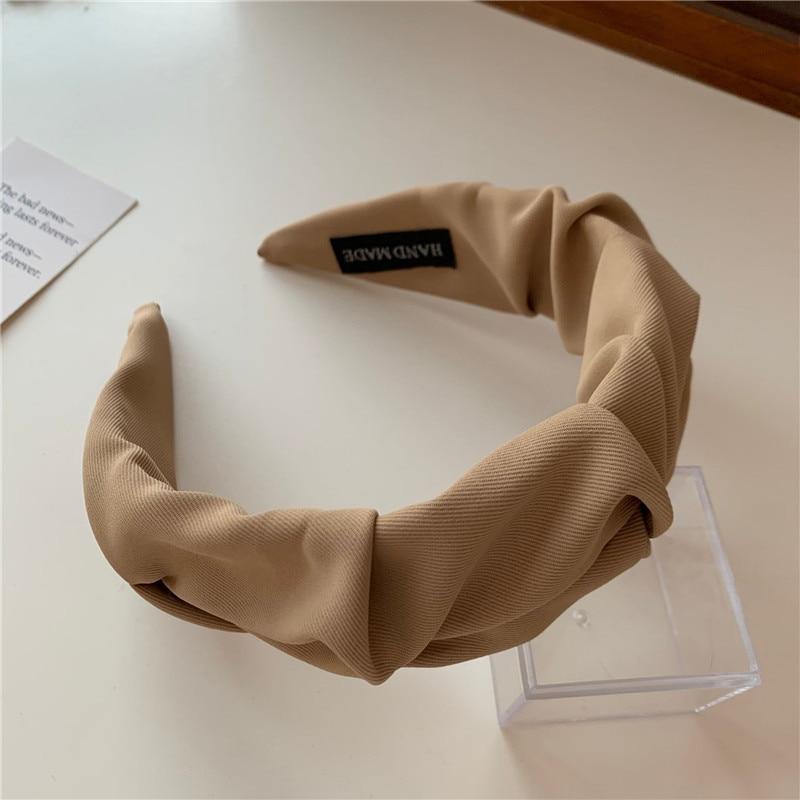 Korean Hair Accessories Solid Color Cotton Crumpled Women's Head Hoop Wide Bezel Makeup Hairbands for Ladies Headwear