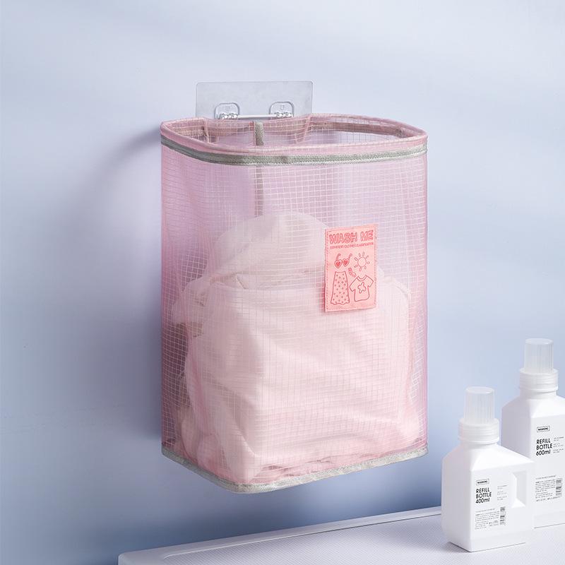 Wall-Mounted Foldable Mesh Laundry Hamper & Toy Storage Basket