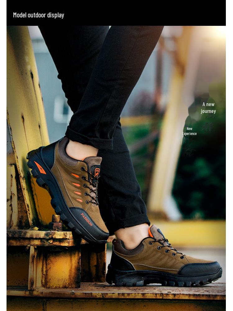 Мужские нескользящие походные ботинки в рабочем стиле — повседневные кроссовки на толстой подошве со шнуровкой для активного отдыха на весну и осень