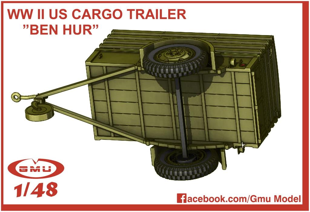 GMU Модель Второй мировой войны Армия США 1 тонна 2-колесный прицеп Пластиковая модель GMU48004 1/48 Бен-Гур