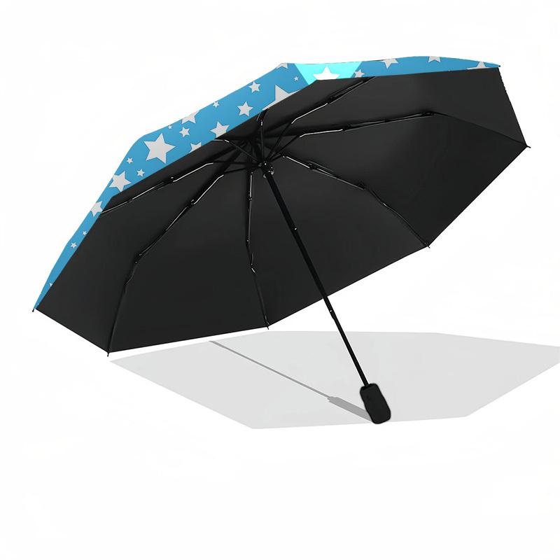1pc Blue Circle with Stars Pattern Umbrella with Plastic Handle,Suitable for All Seasons Home Travel Outdoor UmbrellaPT311