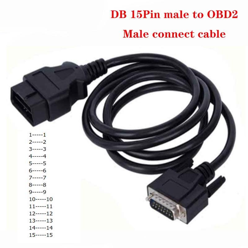 156cm 5ft OBD2 16Pin Male To DB 15Pin Male Extension Cable VGA Obd To Db15 Data Cord Diagnostic Extender Cable