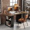Desk with 4 Open Shelves, Industrial Design, 140 cm, Brown-Black