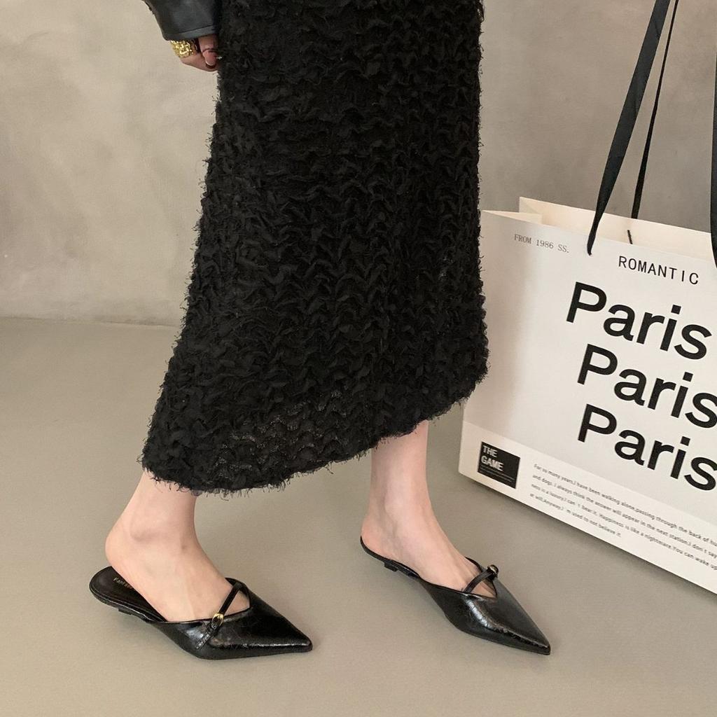 Pointed Toe Slippers Women's Summer Wear a Pedal Muller Cool Slippers Lazy Cat and Sandals Stiletto Toe Slippers