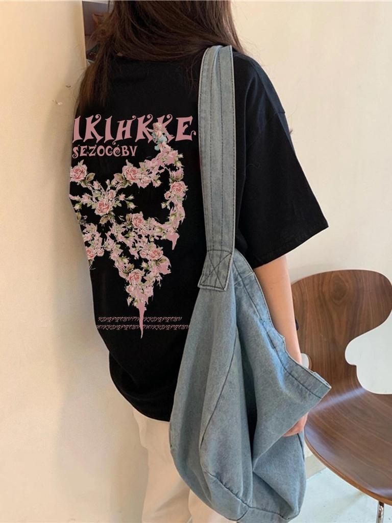 Унисекс Хлопковая футболка в американском стиле High Street Chic, Летняя, Большого размера, Свободный крой для Мужчин, Женщин и Пар
