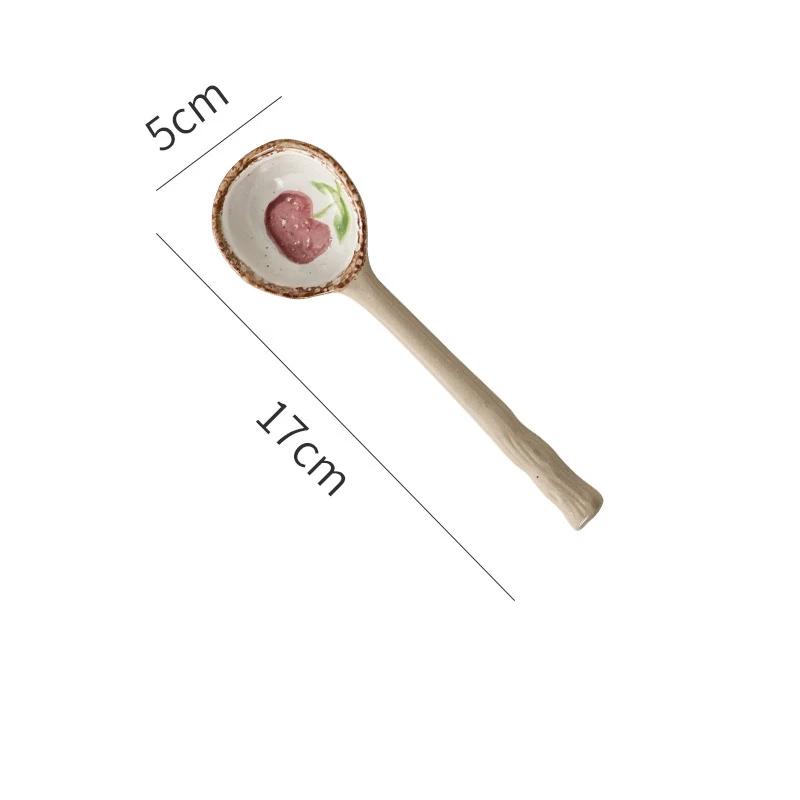 Керамическая маленькая суповая ложка в японском стиле, керамическая ложка, ложка с длинной ручкой, милая креативная ложка для риса для дома, кухонная посуда