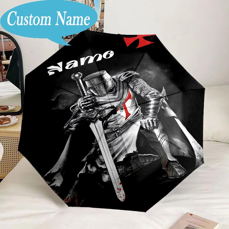 Custom Name Umbrella Knightly Valor Chivalry Umbrella 8-Frame for Travel, Camping, Casual Lightweight Portable, Essential for Family Gifts