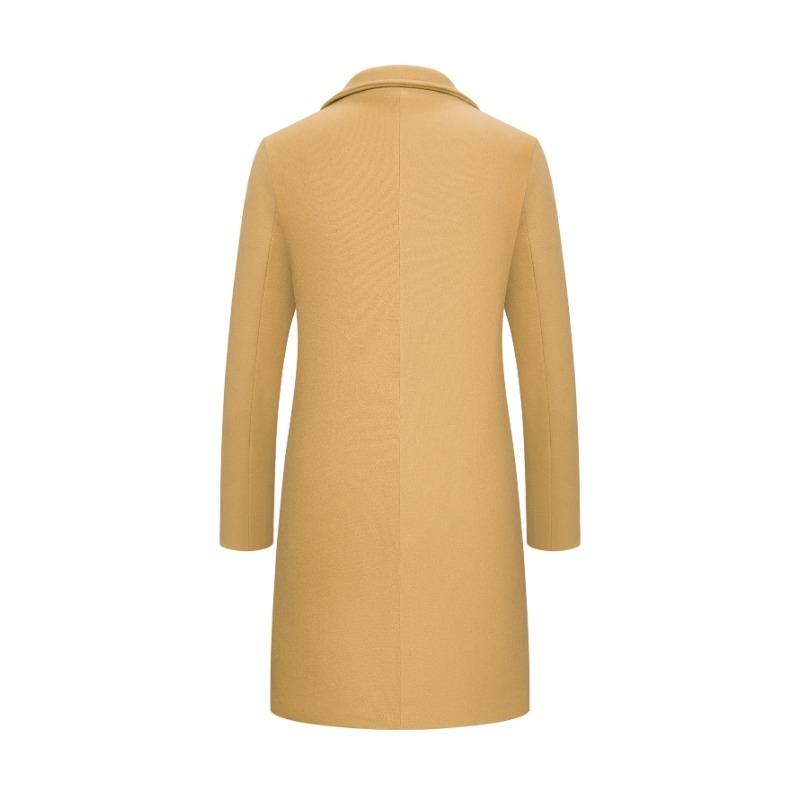 Spring Autumn New Long Cotton Coat New Wool Blend Pure Color Casual Business Fashion Men's Clothing Slim Windbreaker Jacket