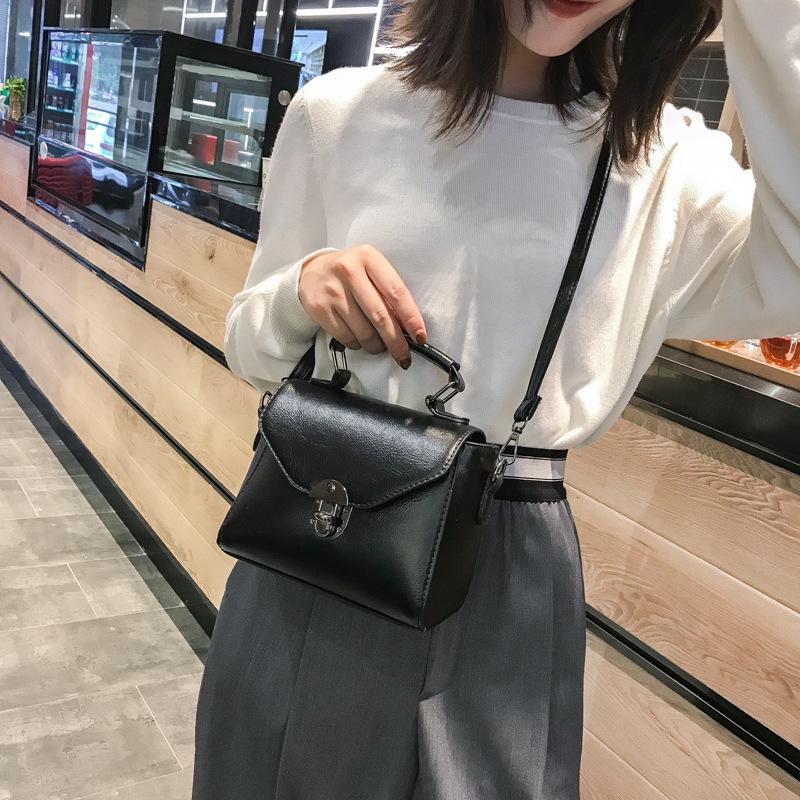 Small Square Bags For Women Fashion Solid Color Designer Crossbody Shoulder Bag Vintage PU Leather Handbags Female Bag