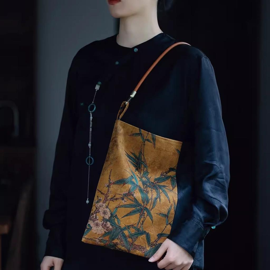 Xiangyunsha, новый китайский стиль, универсальный чай и старинный костюм, художественный, большой размер, сумка на одно плечо подмышкой, ручная сумка для хранения, тканевая сумка