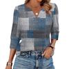 Women's Fashion Casual 3/4 Sleeve Print Shirt Women's V-Neck Tops