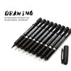 9Pcs/Set Black Pigma Liner Pen Drawing Fiber Needles Fineliner  Waterpfoof Brush Pen Sketch Pen For Designer Architect Artist Comics Office