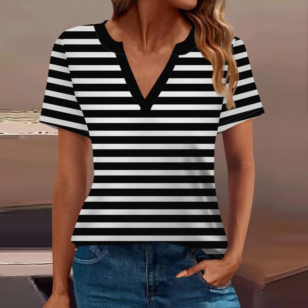 Women's T Shirt Tee Printed Short Sleeve Daily Weekend Fashion Basic V Neck Regular Top