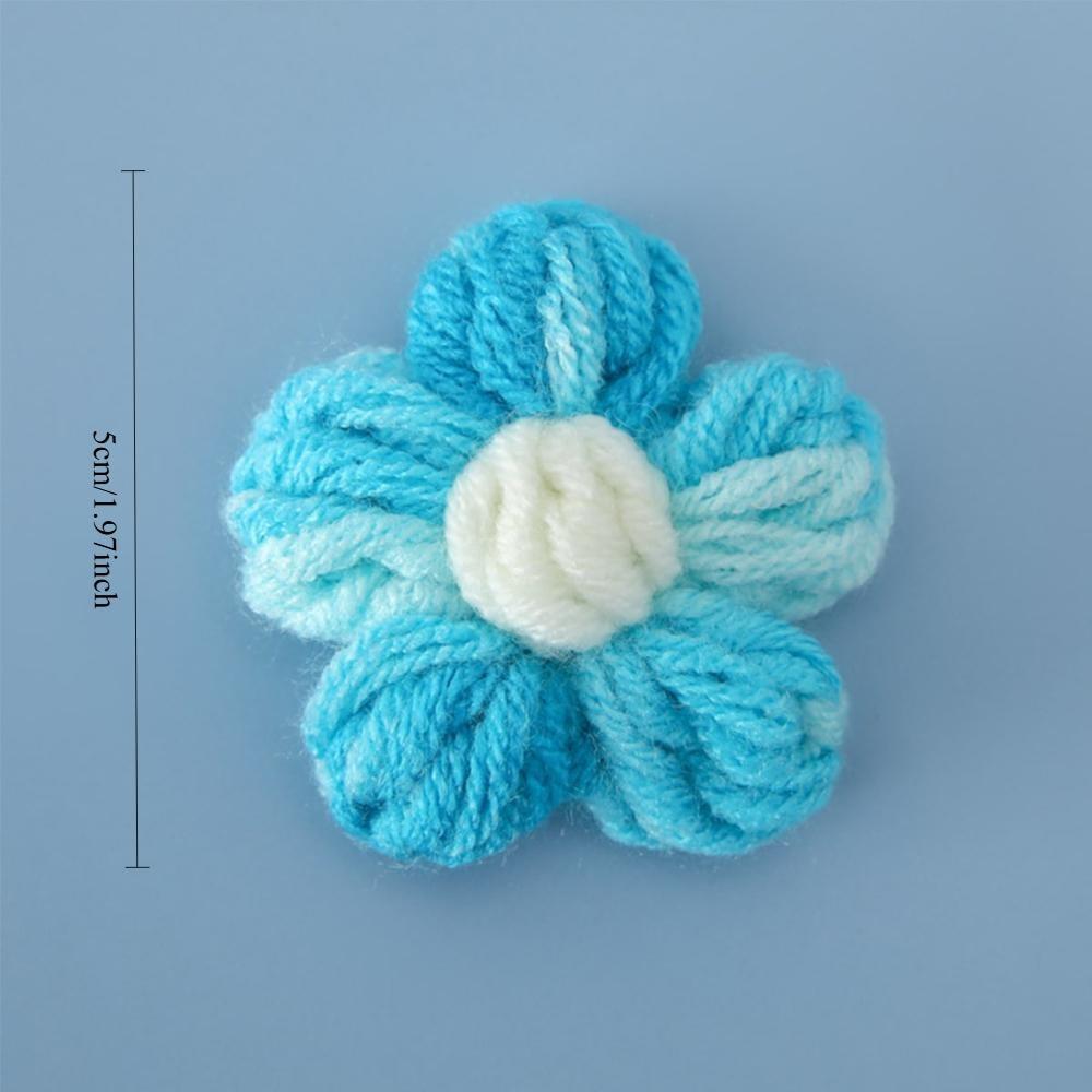 100Pcs Crochet Flowers Puff Flower Gradient Color Knitted Handmade Crochet Flowers for Crafts Embellishment DIY Hair Headband Hat Clothing Accessories