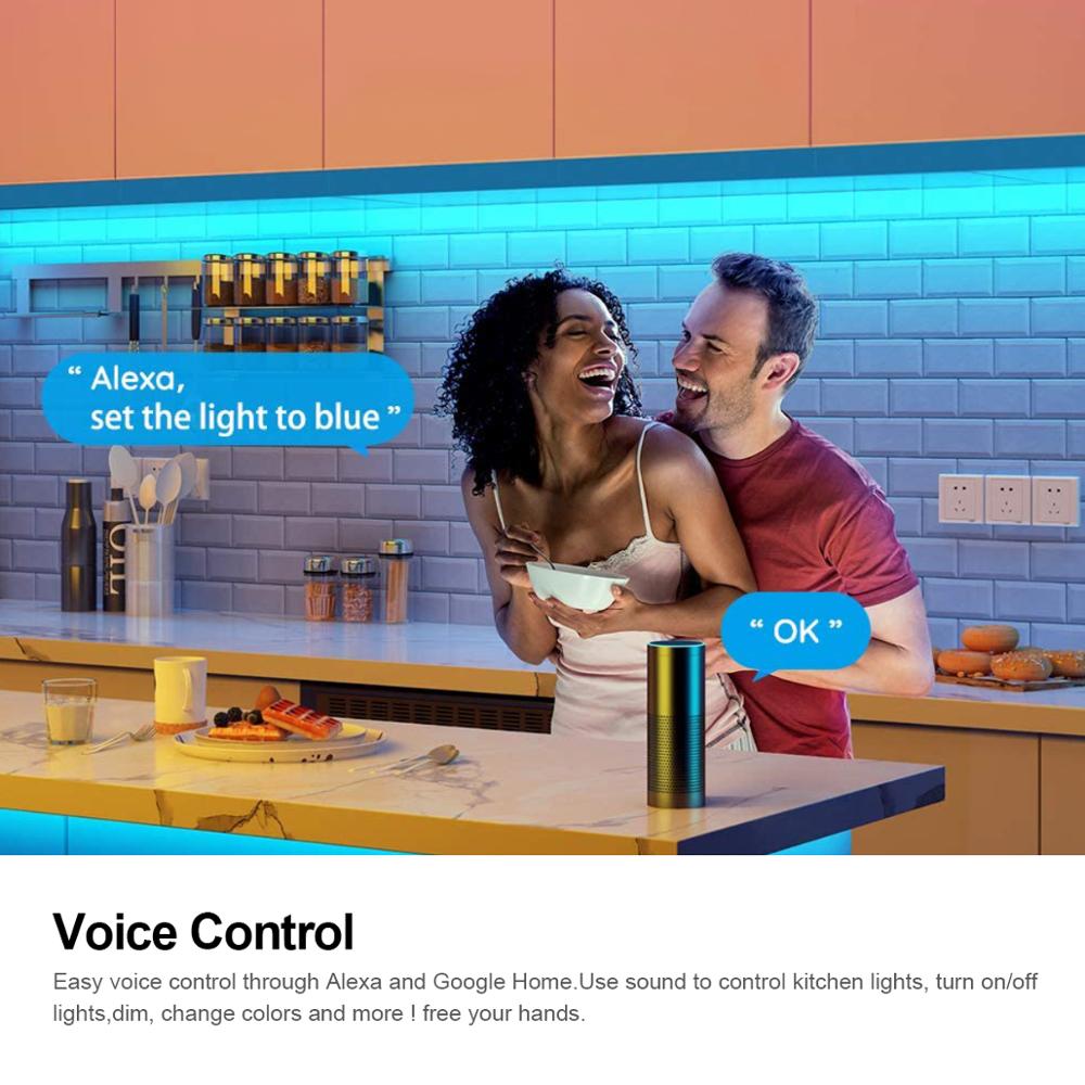 Tuya Smart Wireless WiFi Светодиодная лента 12 В RGB 5050 Работает с Alexa Google Home Голосовое управление RGB Светодиодные ленты Гибкая лента с адаптером ЕС или США