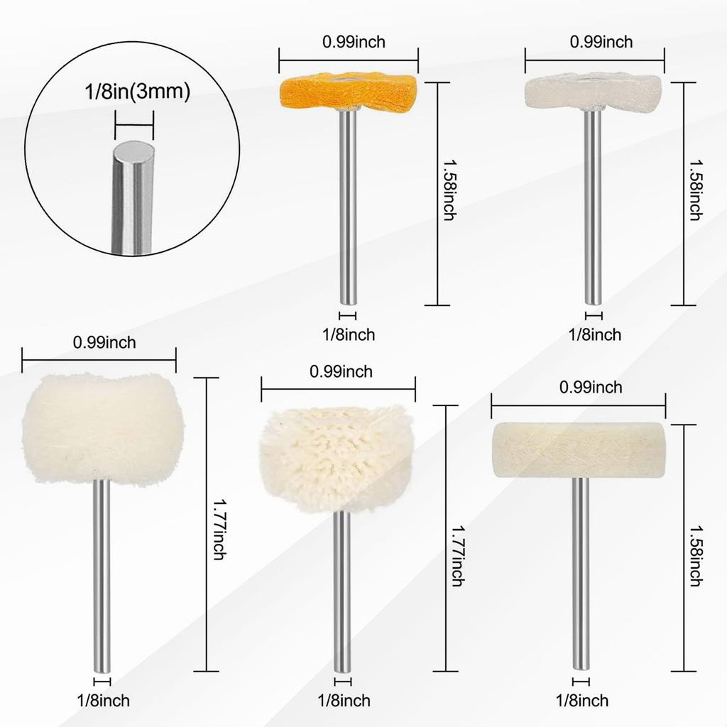 50/58PCS Mini Drill Abrasive Brush Nylon Fiber Buffing Polishing Wheel with 1/8 Inch Shank for Dremel Rotary Tool Accessories