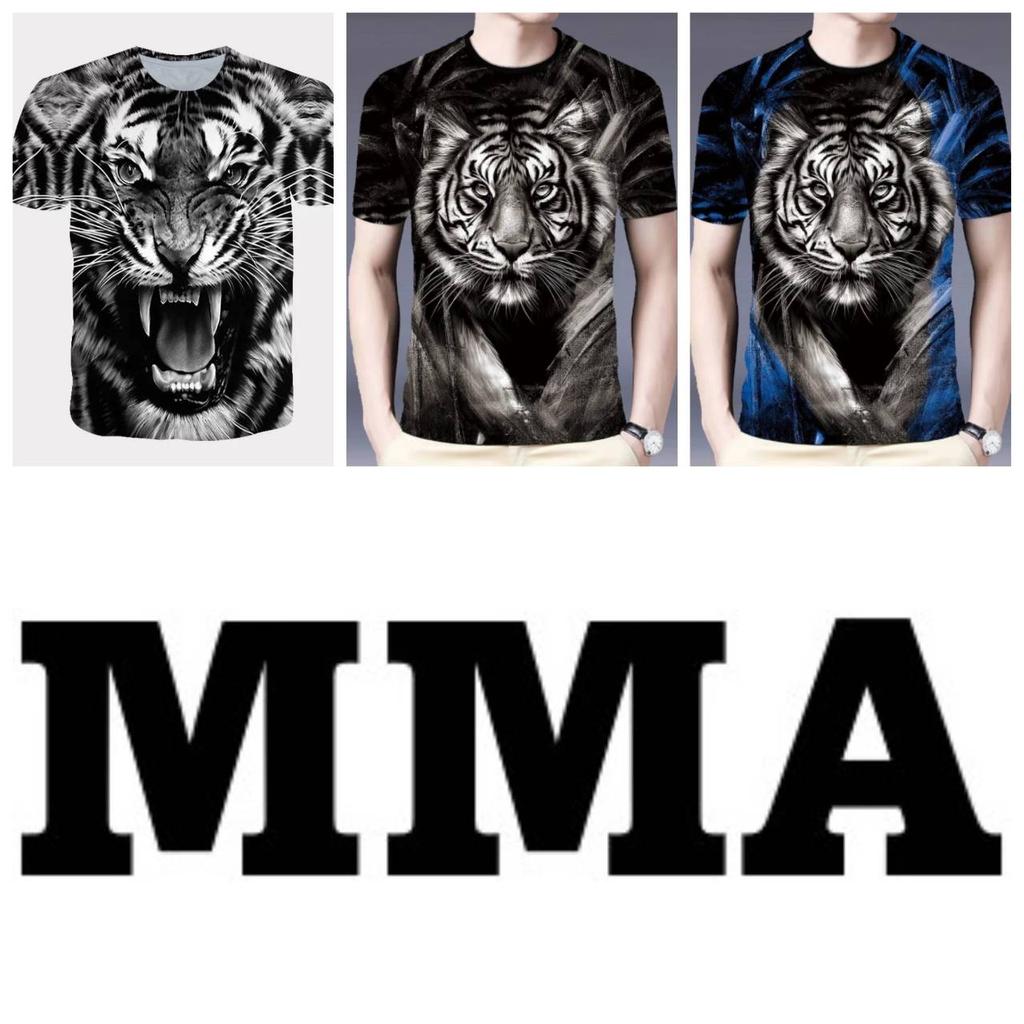 Tiger Muay Thai T-Shirt Kick Boxing 3D Print Vintage Training UV Protect Quick Dry Men Women Unisex Short Sleeve Round Neck MMA Mix Martial Art