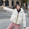 Большие размеры с капюшоном хлопковая одежда женская короткая мода теплое темпераментное хлопковое пальто колледж ветер воротник стойка хлопковая куртка прилив