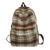 Осенний и зимний шерстяной клетчатый школьный рюкзак для студенток