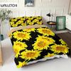 Пододеяльник с подсолнухами, комплект постельного белья с желтыми цветами, полиэстер, черный, золотой, желтый, с принтом подсолнухов, пододеяльник для детей и подростков