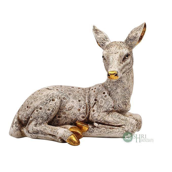 Статуэтка Оленя Экспонат Античная Отделка Настольный Акцент Коллекционные Фигурки для Дома и Предметы Декора Интерьера Ручной Работы Дикое Животное