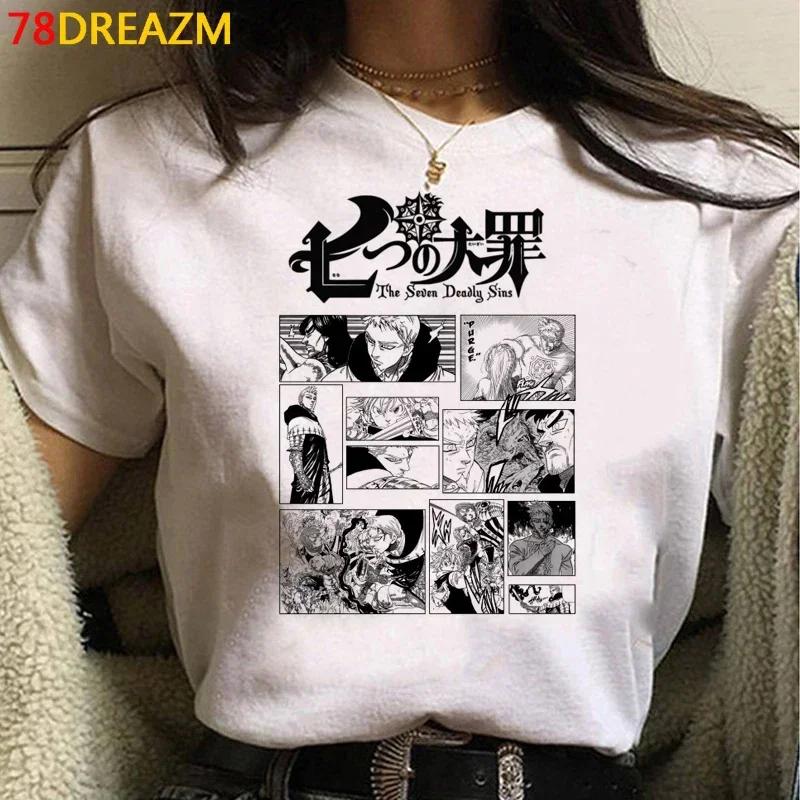 Японская манга Семь смертных грехов ФутболкаКавайный мультфильм Nanatsu No Taizai Мелиодас узор Футболкалетний топаниме Футболка