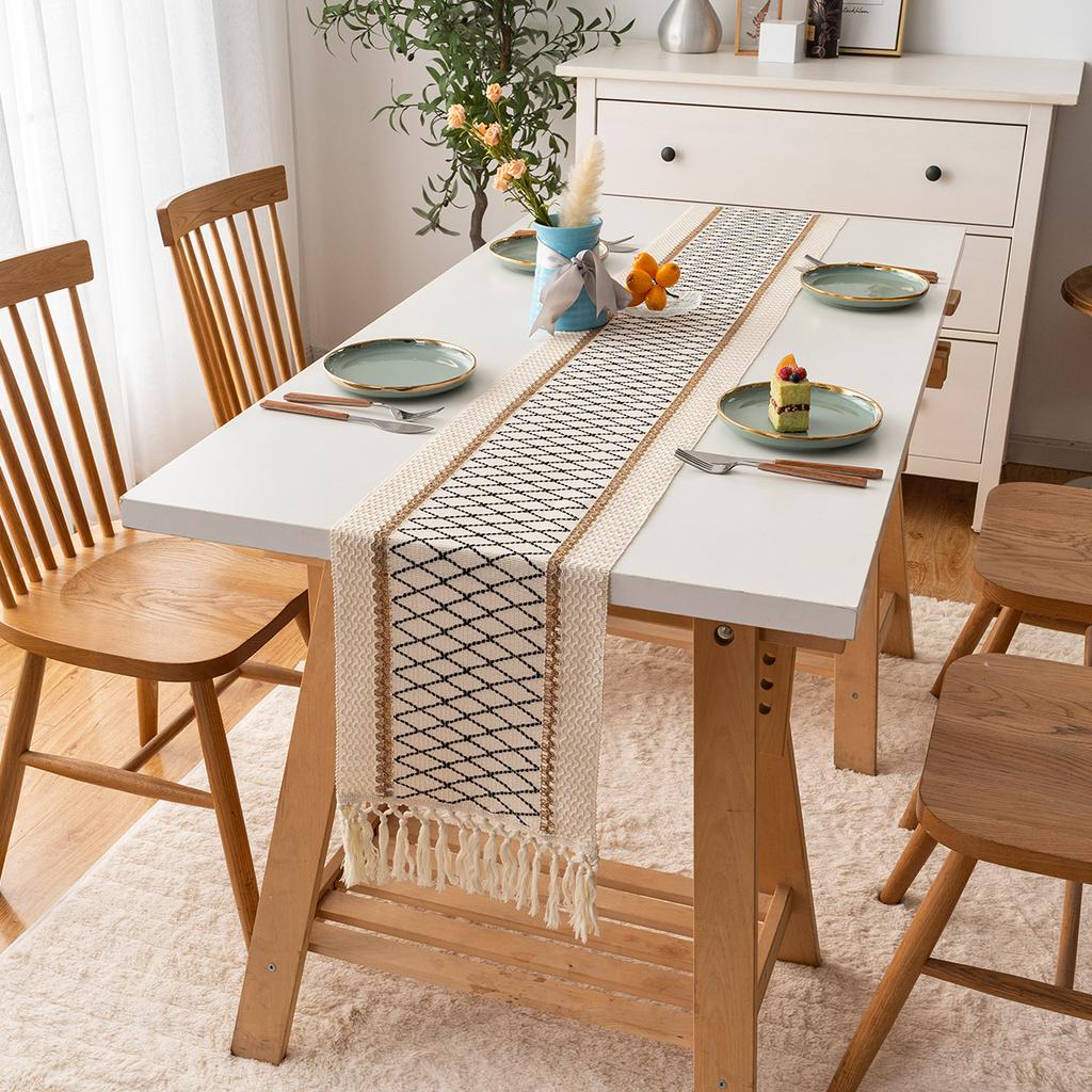 Богемный Рустикальный Свадебный Декор Скатерть из Хлопка и Льна для Свадебного Ужина или Девичника