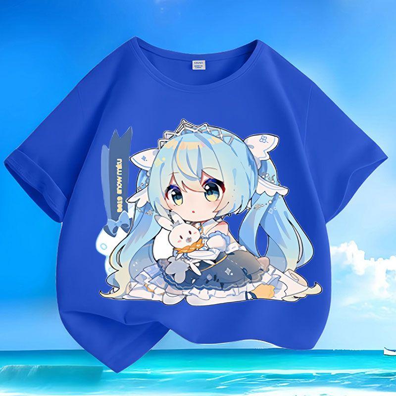 Милые топы Hatsune Miku для детей, свободные топы для мальчиков и девочек лето