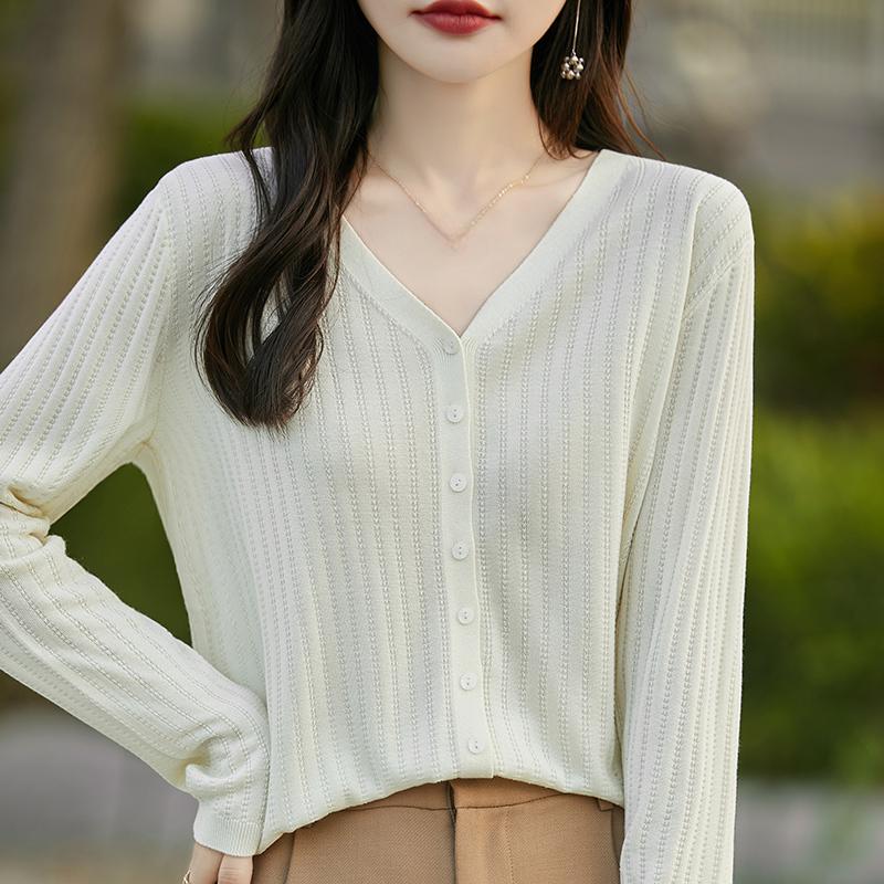 Женский легкий кардиган из 50% шерсти и 50% шелка Mulberry — универсальный трикотаж на все 4 сезона для комфорта и стиля в любое время года