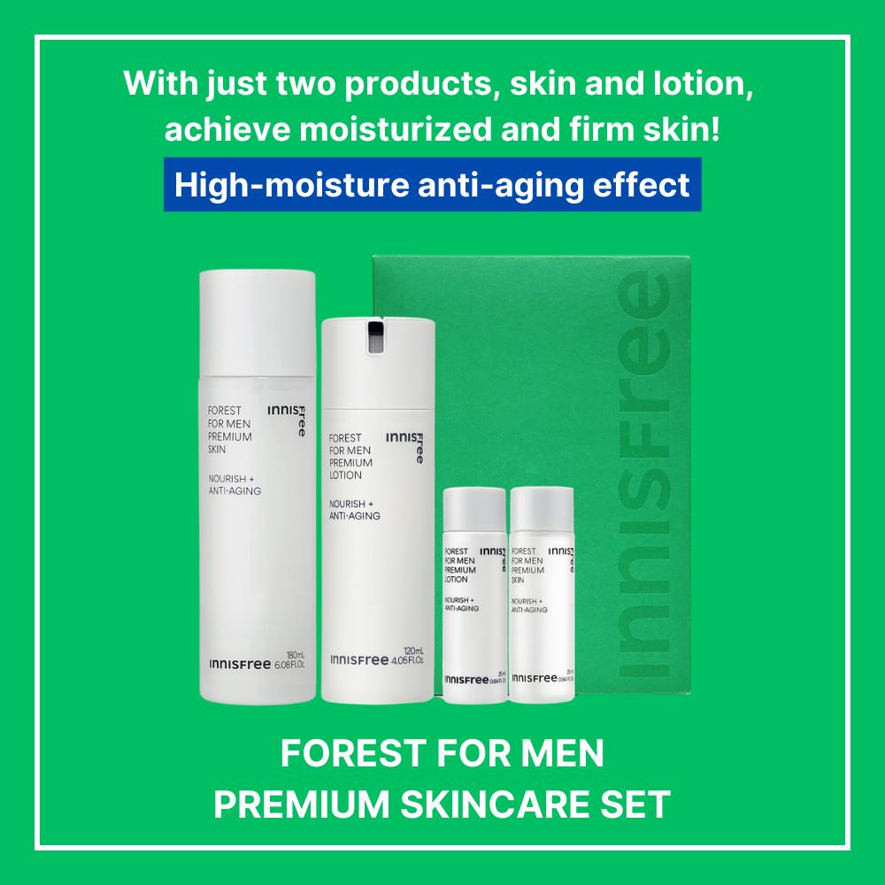 Innisfree Набор средств по уходу за кожей премиум-класса Forest for Men (Skin 180 мл, Lotion 120 мл, Мини-размер Skin & Lotion 25 мл каждый)