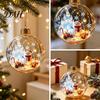 Unique Holiday Souvenirs Glowing Christmas Ball Ornaments, Light-Up with Mini Scene, Acrylic Clear Decorations Tree Hanging Decor Warm LED Light