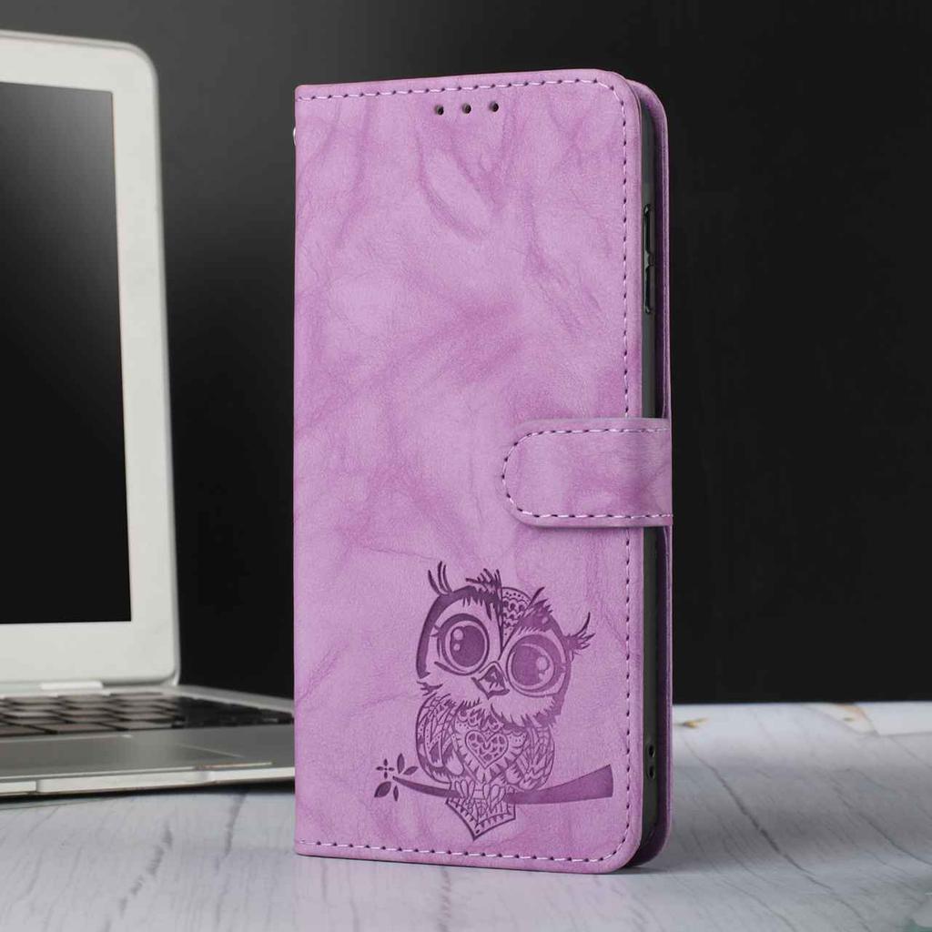 Восьмицветный рельефный чехол-кошелек с совой для Samsung Galaxy A12 A15 A26 S20-S25..., откидной дизайн с отделениями для карт