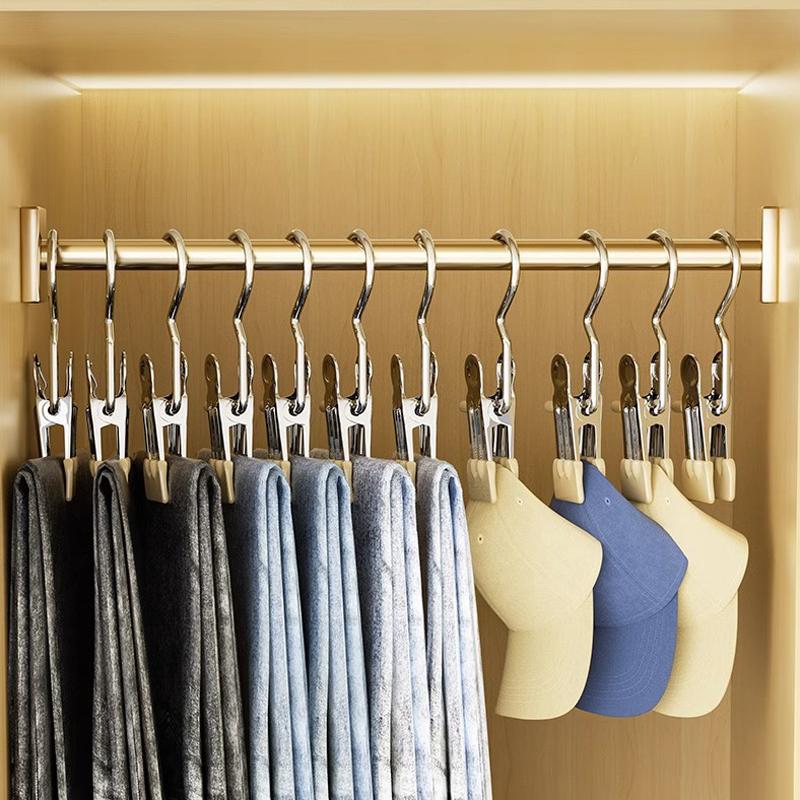 10/20 шт. Прищепки из нержавеющей стали для белья, крючок, портативная клипса для подвешивания одежды, органайзер для одежды в шкафу, вешалка