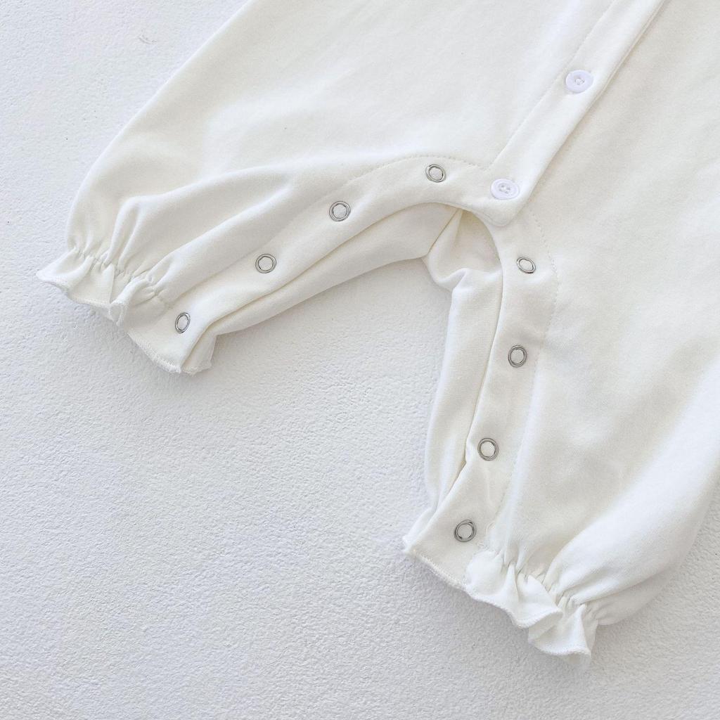 2024 Spring/Autumn Lace Collar Long-Sleeve Jumpsuit for Newborn Girls