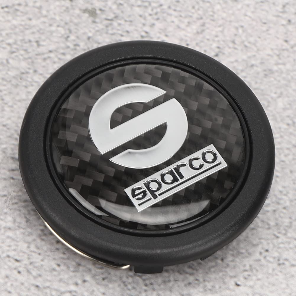 Car Steering Wheel Horn Button, 6 Hole Carbon Fiber External Horn Button Kit for Sparco Steering Wheel Car Modification Parts