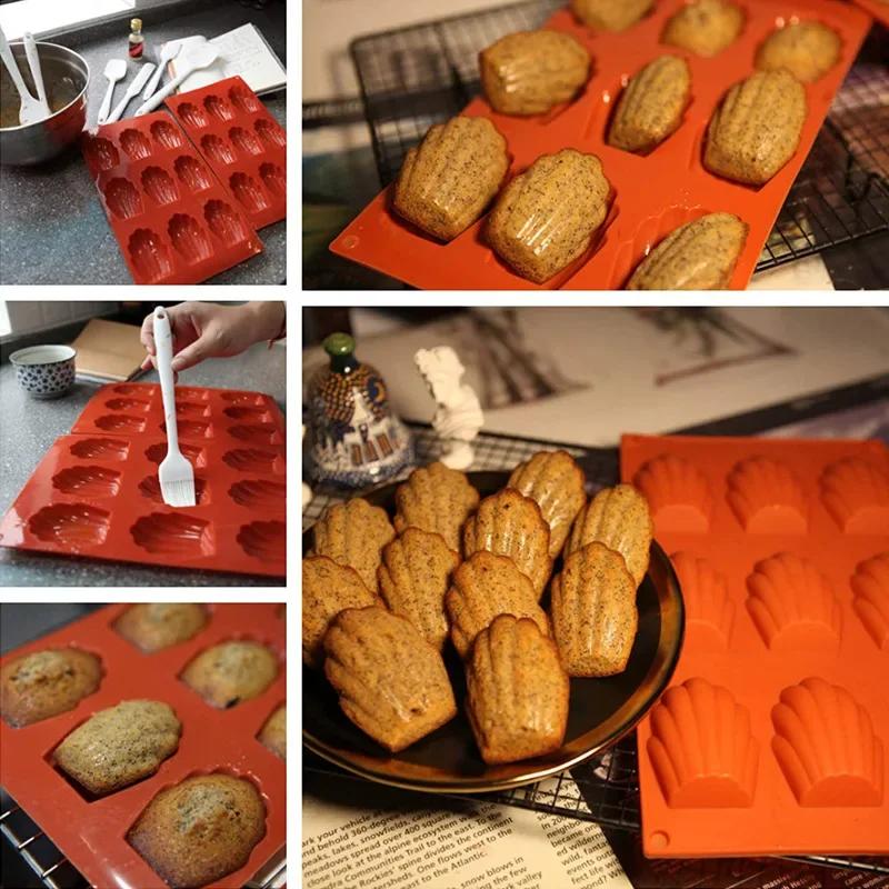 Силиконовая форма для выпечки с антипригарным покрытием, форма для мыла ручной работы, форма для бисквитной основы, силиконовая форма для кексов мадлен на 9/18 ячеек