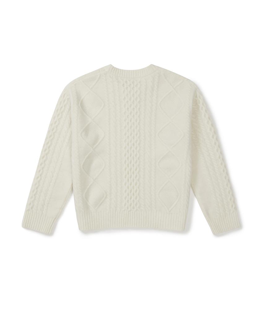 CLOVE [25Fw Clove] Cable Knit Crew Sweater (Ivory)
