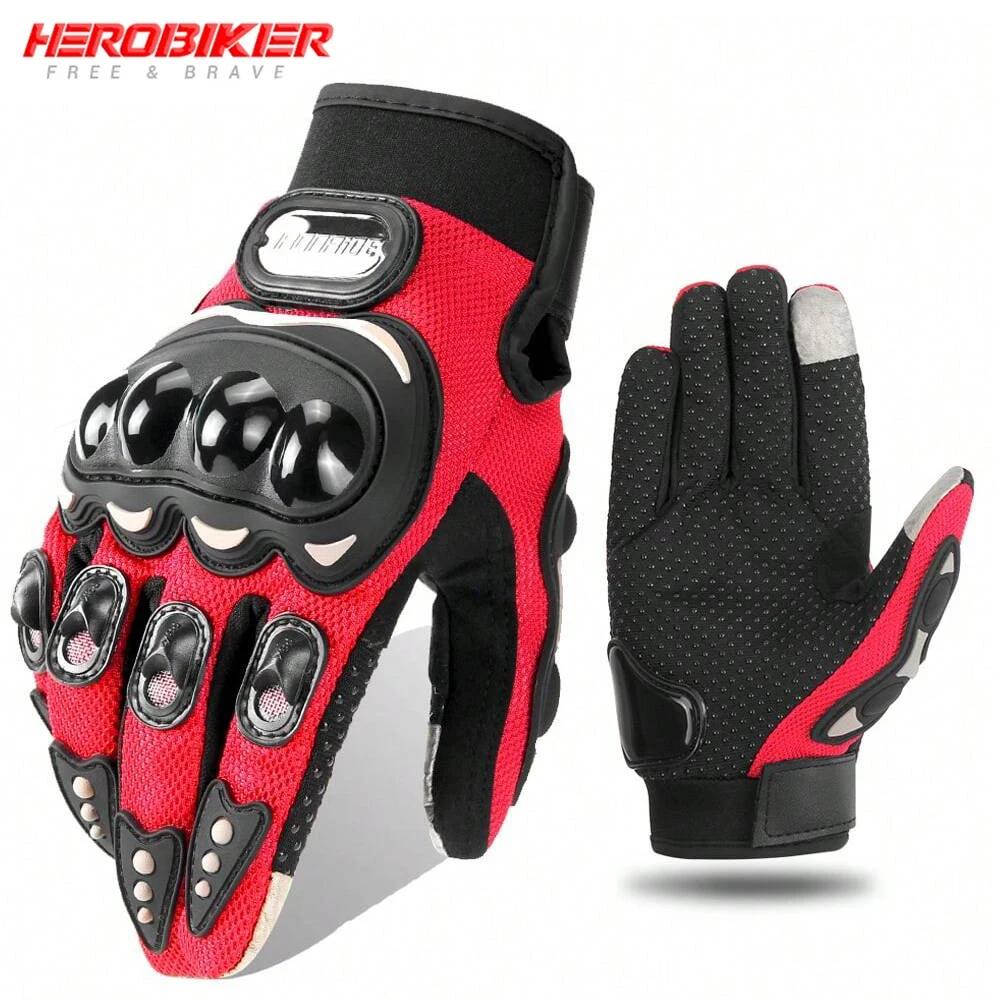 Breathable Motorcycle Gloves Full Finger Touch Screen Compatible Moto Racing Protective Gloves for Bicycle And Summer Use