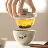 Plant Ash Cartoon Panda Glass Travel Tea Set Portable Car Outdoor Camping One Pot Two Cups Tea Kit Household Goods