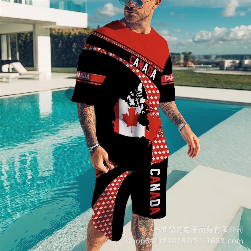 Летняя мужская футболка с 3D принтом и круглым вырезом, шорты с короткими рукавами, комплект из двух предметов, модная повседневная классная уличная одежда, спортивный костюм большого размера