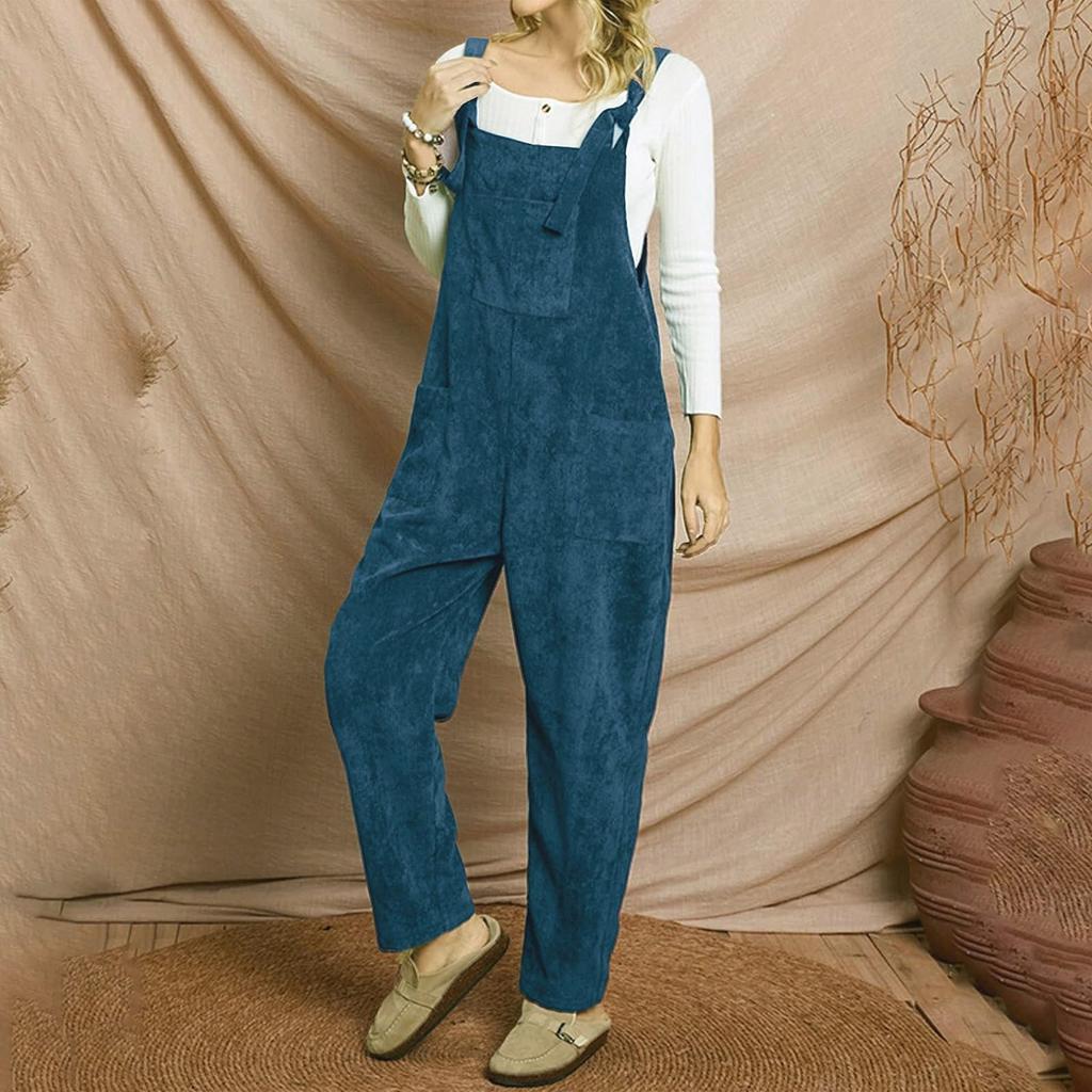Corduroy Overalls For Women Overalls Women Overall Jumpsuit Solid Color Loose Fit Jumpsuit