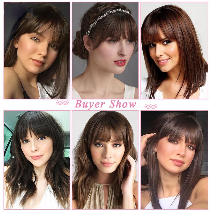 Синтетический топпер, шиньон, накладная челка, наращивание челки, натуральная искусственная бахрома, невидимая челка для женщин