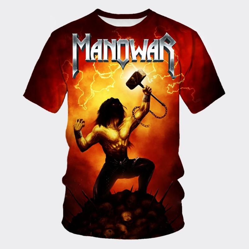 MANOWAR Рок Хип-хоп Группа 3D Принт Спортивная Быстросохнущая Дышащая Мужская Футболка Уличная Повседневная Мода Одежда с Коротким Рукавом Лето