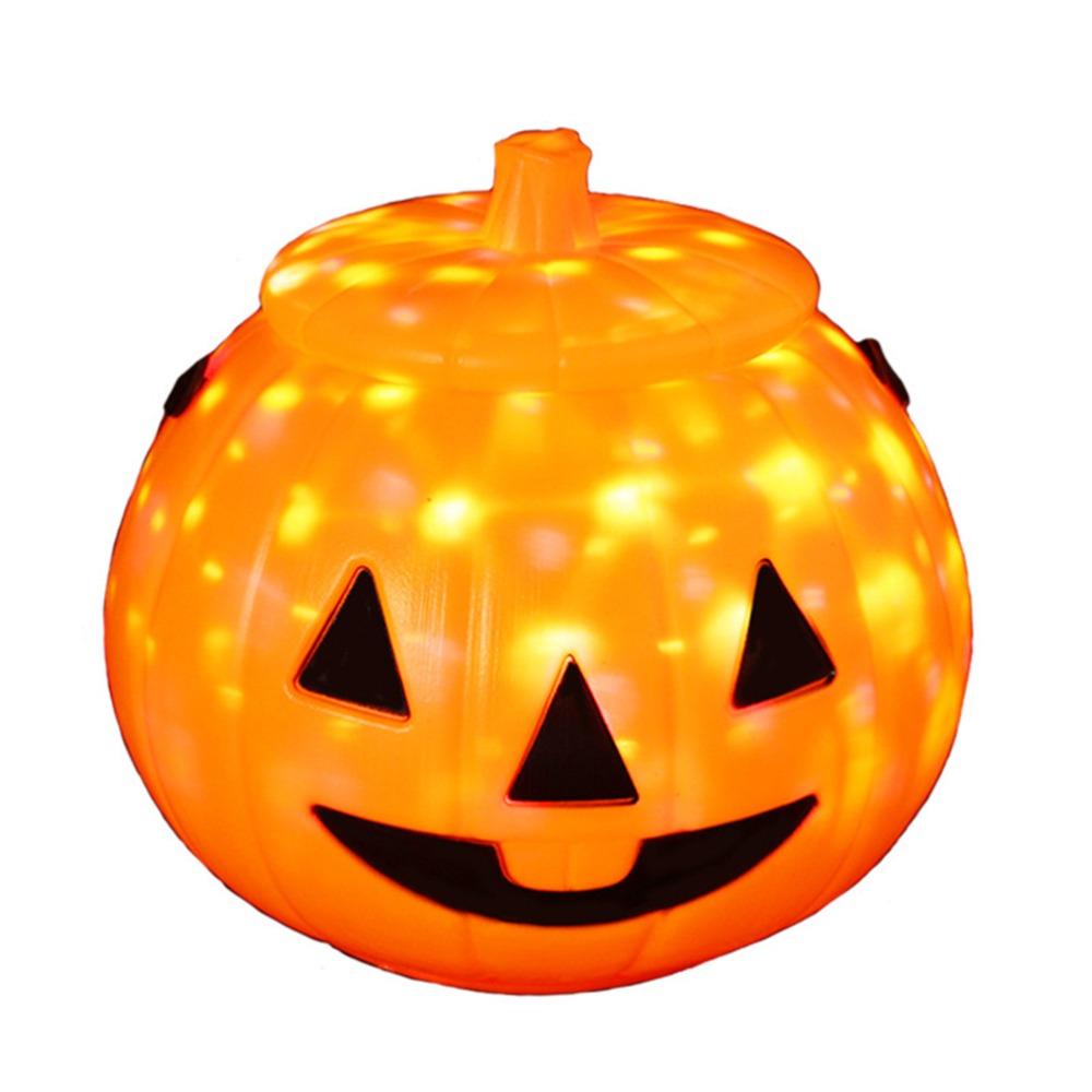 LED Lights Pumpkin Basket With Handle Lighting Candy Bucket Fun Party Basket For Boys Girls