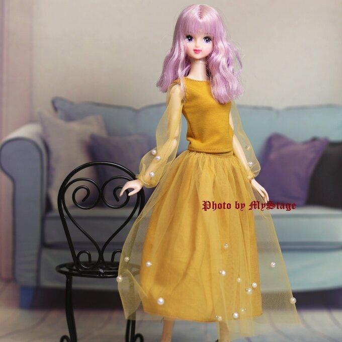 Doll Chitose Green Tulle Bead Skirt OBITSU Pure clothes S112-005 (fits Momoko, Jenny, body, MISAKI, Neemo)