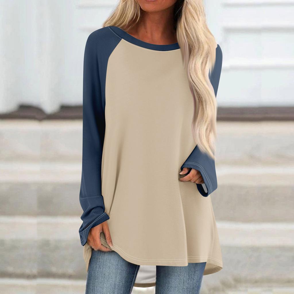 Женский модный свободный пуловер средней длины с круглым вырезом и принтом, рукава реглан, повседневный топ с длинными рукавами