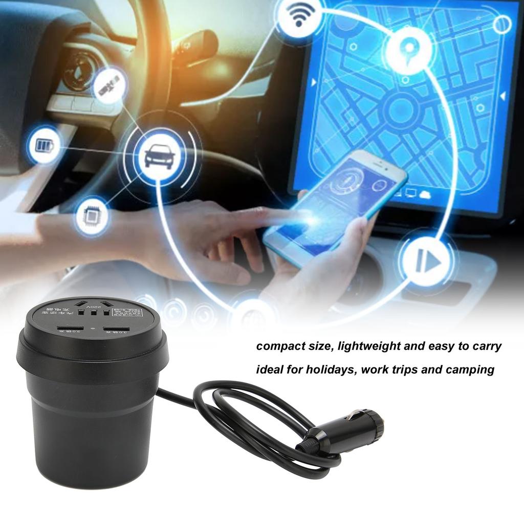 150W Car 12 24V to AC 110 , 2 USB Port Power Adapter for Auto Travel Camping