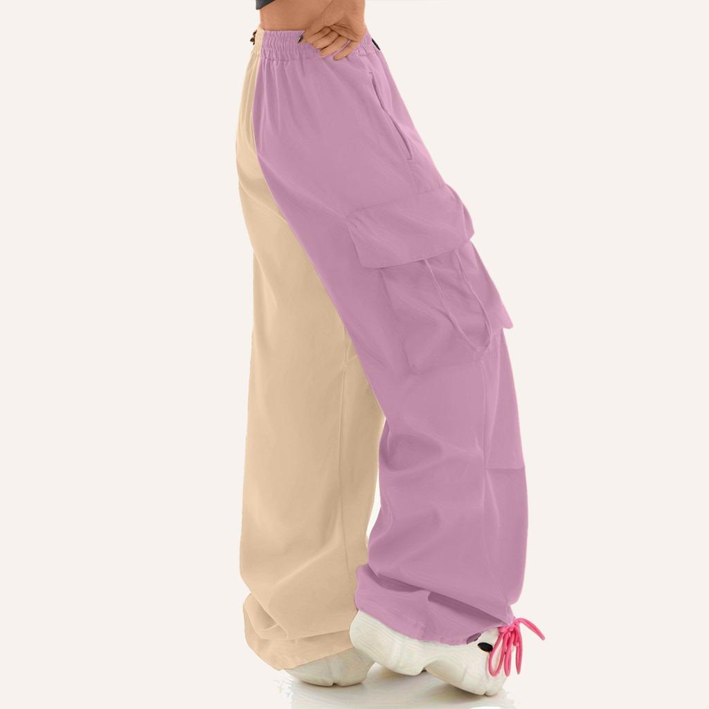 Женские брюки парашюты широкие штанины свободные повседневные двухцветные рабочие