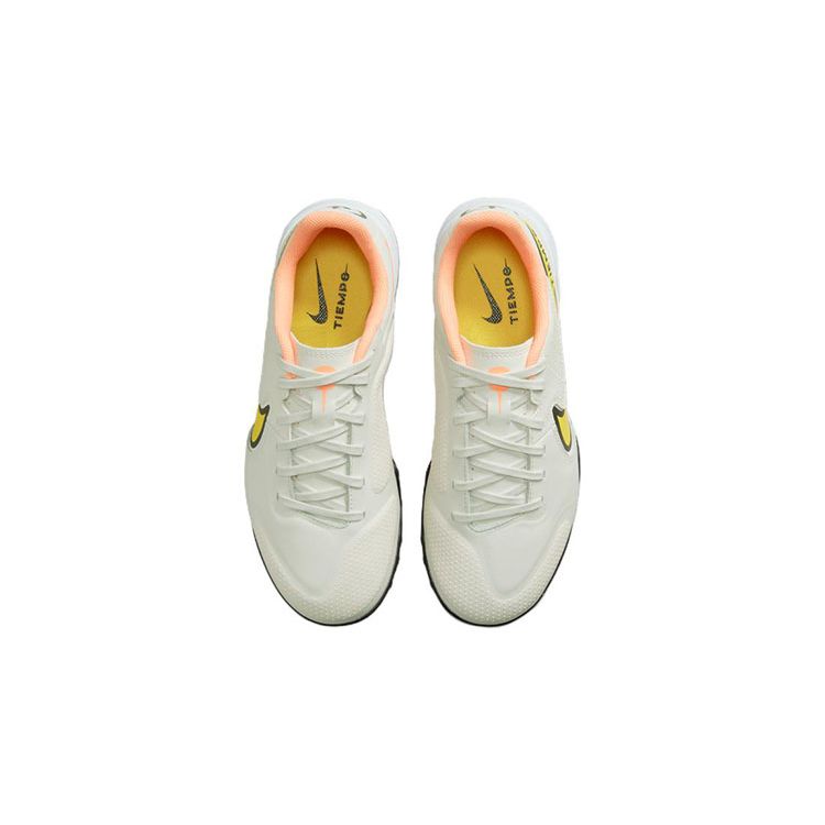 Nike Tiempo Legend 9 Academy TF Round Toe Lace-Up Slip-Resistant Durable Low-Top Soccer Shoes Kids Sneaker Gray Yellow DA1328-002