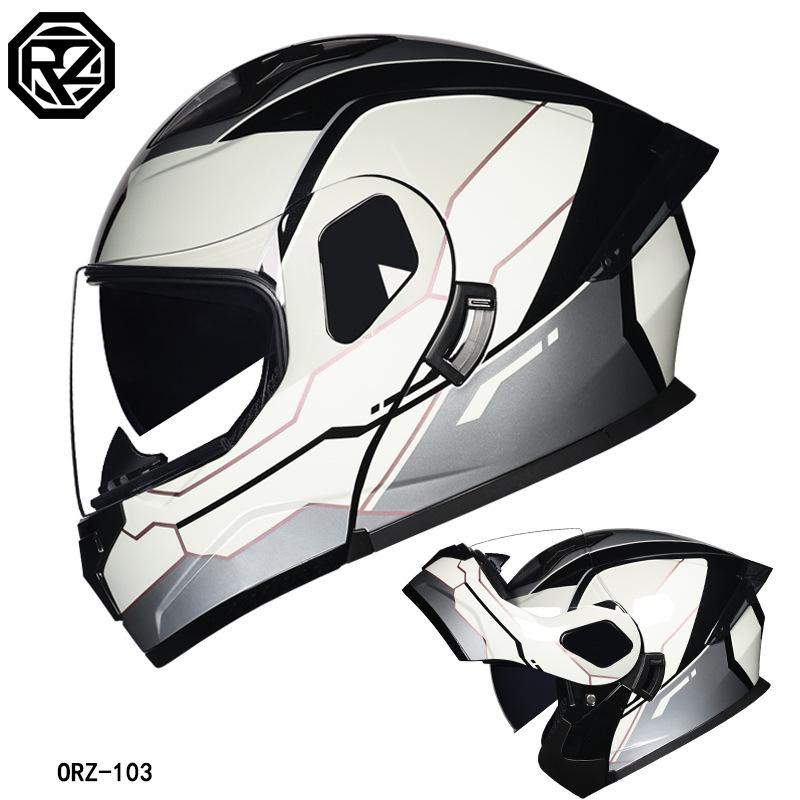 Small Shell Helmet Peel-off Helmet Motorcycle Helmet Locomotive Double Lens Men's and Women's Four-season Motorcycle Cruise Helmet Large
